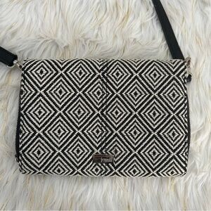 Jewell Black and White Geometric Crossbody Bag